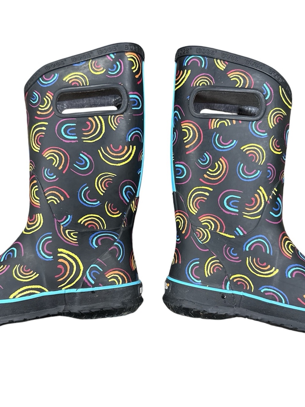 Bogs Bloom Kids Rainbow Print Rain Boots Size 3 - Picture 3 of 5